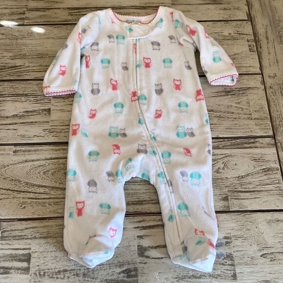 𝅺3/$25 Carter's Owl Fleece Sleep & Play Footies - Picture 1 of 5